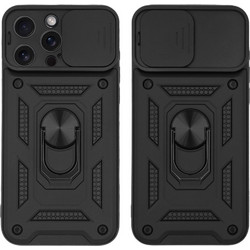 Sonique Ring Armor CamPro Back Cover Black (iPhone 15 Pro Max)