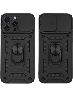 Sonique Ring Armor CamPro Back Cover Black (iPhone 15 Pro Max)