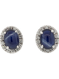 Million Diamonds Γυναικεία Σκουλαρίκια Καρφωτά από Λευκόχρυσο 18K με Διαμάντι & Ζαφείρι SK09449
