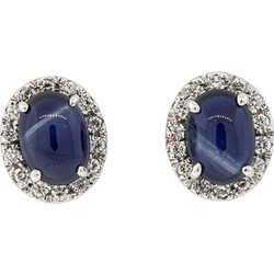 Million Diamonds Γυναικεία Σκουλαρίκια Καρφωτά από Λευκόχρυσο 18K με Διαμάντι & Ζαφείρι SK09449