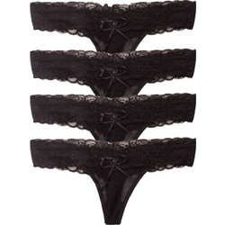 Cottonhill Romance Γυναικεία String με Δαντέλα Μαύρα Multipack CH0943