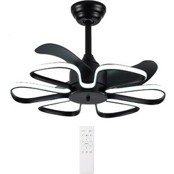 Powertech HLL-0174 Ανεμιστήρας Οροφής 55cm 96W με Φως & Τηλεχειριστήριο Μαύρος