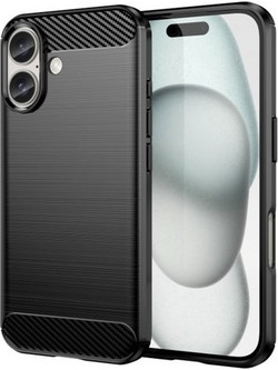 Techsuit Carbon Silicone Back Cover Black (iPhone 16)
