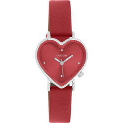 Oozoo Timepieces Γυναικείο Ρολόι με Κόκκινο Δερμάτινο Λουράκι C11448