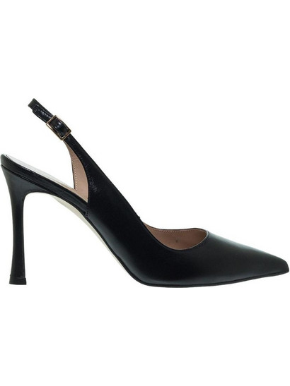 Mourtzi Γόβες Slingback Δερμάτινες με Τακούνι Στιλέτο Μαύρες 85-85702
