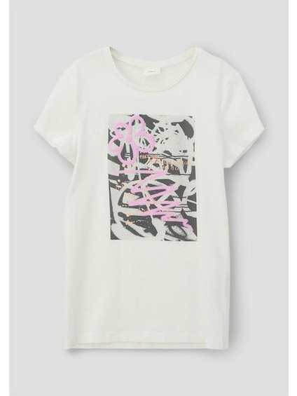 S.Oliver Παιδικό T-Shirt Κοντομάνικο Λευκό Ροζ Γκρι 2140204-0210