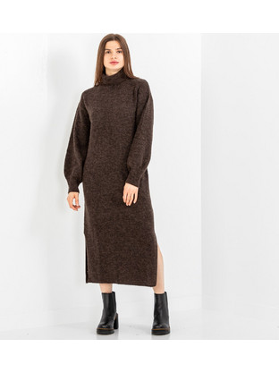 My Essential Wardrobe Tammie Midi Καθημερινό Φόρεμα Πλεκτό Σοκολατί 10704850