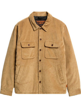 Superdry D3 Ovin Surplus Ανδρικό Πουκάμισο Κοτλέ Μακρυμάνικο Κανονική Γραμμή Overshirt Μπεζ M4010903A-9CK