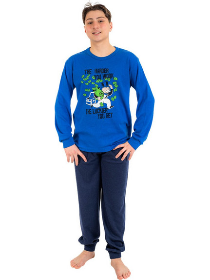 Nina Club Παιδική Πιτζάμα Βαμβακερή Χειμωνιάτικη Royal Blue Navy Μπλε 704-24