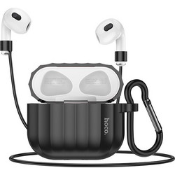 Hoco WB22 Glory Series Σετ Θήκη Σιλικόνης με Γάντζο για Apple AirPods 3 Μαύρη