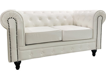 ArteLibre Avery Διθέσιος Καναπές από Δερματίνη Λευκός 155x90x73cm 14290075