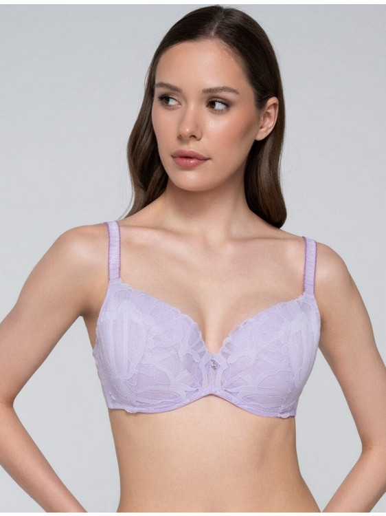 Luna Melody Σουτιέν Balconette Push Up με Μπανέλα Λιλά 14241
