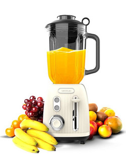 Cecotec Power Black Titanium RetroBeige Retro CEC-03885 Μπλέντερ για Smoothie με Γυάλινη Κανάτα 1.5lt 1200W