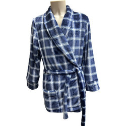 Koyote Χειμωνιάτικη Ανδρική Ρόμπα Fleece Καρό Μπλε KG1317