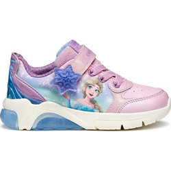 Geox Frozen Παιδικά Sneakers με Φωτάκια Ροζ Γαλάζια J56M4E0ANKNC8004
