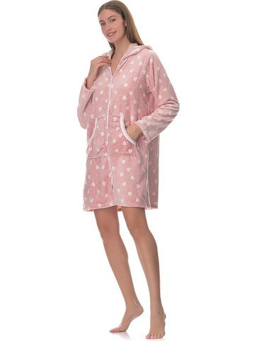 PNN Nightwear Γυναικεία Ρόμπα Χειμωνιάτικη Fleece Ροζ 1241-0289