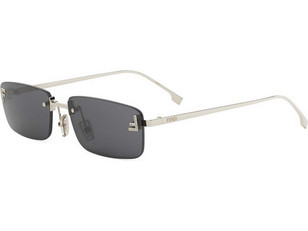 Fendi FE4172US 32A Ανδρικά Γυαλιά Ηλίου Ορθογώνια Μεταλλικά Ασημί με Μαύρο Φακό