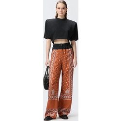 Pinko Ψηλόμεση Υφασμάτινη Γυναικεία Παντελόνα Relaxed Εφαρμογή Rusted 104663A2CK