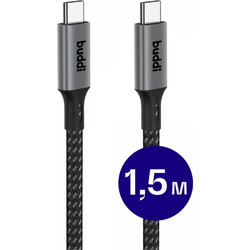 Buddi Braided USB-C to USB-C 100W 1.5m Black 8719246449017