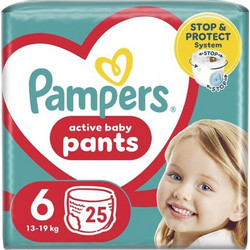 Pampers Active Baby Pants Πάνες Βρακάκι No6 13-19kg 24τμχ
