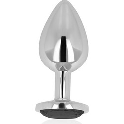 Ohmama Metal Πρωκτική Σφήνα Diamond Plug 8cm Ασημί Μαύρη D-232947