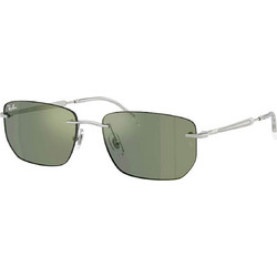 Ray-Ban RB3768 0036R Ανδρικά Γυαλιά Ηλίου Πεταλούδα Μεταλλικά Ασημί με Πράσινο Φακό