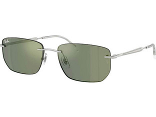 Ray-Ban RB3768 0036R Ανδρικά Γυαλιά Ηλίου Πεταλούδα Μεταλλικά Ασημί με Πράσινο Φακό