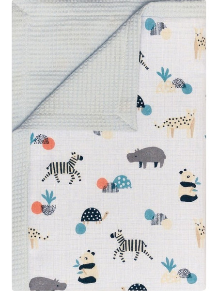 Kentia Animals YN 25 Κουβέρτα Κούνιας Πικέ 100x150 Λευκή Γκρι