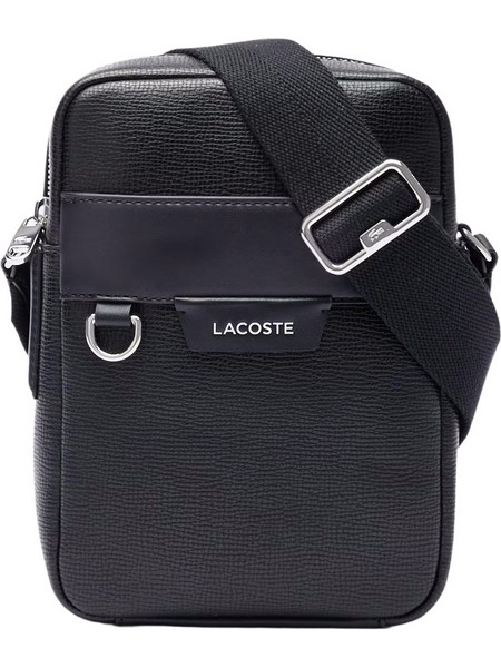 Lacoste Δερμάτινη Ανδρική Τσάντα Ώμου / Χιαστί Μαύρη 3NH5047OI-000