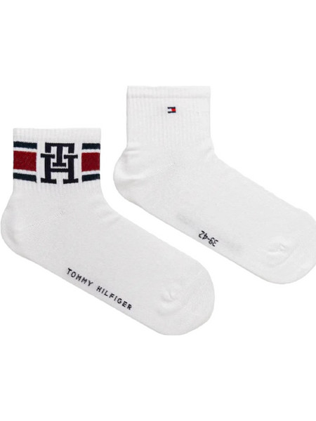 Tommy Hilfiger Ανδρικές Κάλτσες Κοντές με Σχέδια Λευκές 2Pack 701236322-001