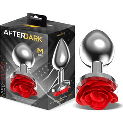 LateToBed Afterdark Rose Medium Πρωκτική Σφήνα 9.1cm Ασημί Κόκκινη AD-565