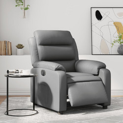 vidaXL Πολυθρόνα Relax με Υποπόδιο Ανακλινόμενη Δερματίνη Γκρι 3205031