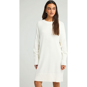 Funky Buddha Midi Καθημερινό Φόρεμα Πλεκτό Λευκό FBL012-104-13