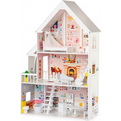 Ecotoys Ξύλινο Κουκλόσπιτο XXL Pudrowa Mansion