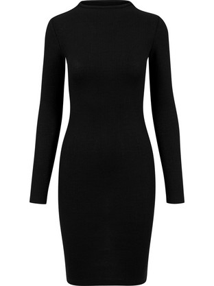 Urban Classics Midi Καθημερινό Φόρεμα Ριπ Μαύρο TB1340-00007
