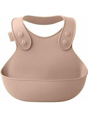 BIBS Overall Αδιάβροχη Σαλιάρα Σιλικόνης με Κουμπί & Τσέπη 6m+ Blush