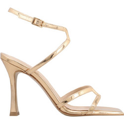 Envie Shoes Γυναικεία Πέδιλα Δερμάτινα Χρυσά με Λεπτό Ψηλό Τακούνι E02-21810
