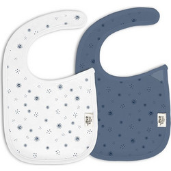 Interbaby Duendes Del Polvo Σετ Αδιάβροχες Σαλιάρες από 100% Βαμβάκι με Αυτοκόλλητο 4m+ Λευκή Navy Μπλε 2τμχ