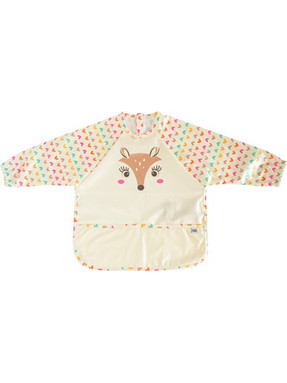 Zoocchini Fiona The Fawn Αδιάβροχη Σαλιάρα Ποδιά Πλαστική με Αυτοκόλλητο Τσέπη & Μανίκια 6m+ Μπεζ