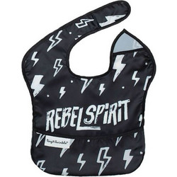 Tiny Twinkle Rebel Spirit Αδιάβροχη Σαλιάρα Υφασμάτινη με Αυτοκόλλητο & Τσέπη 6m+ Μαύρη