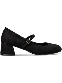 Envie Shoes Γόβες Suede με Χοντρό Χαμηλό Τακούνι & Μπαρέτα Μαύρες E84-22386-34