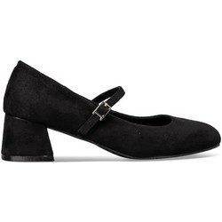 Envie Shoes Γόβες Suede με Χοντρό Χαμηλό Τακούνι & Μπαρέτα Μαύρες E84-22386-34