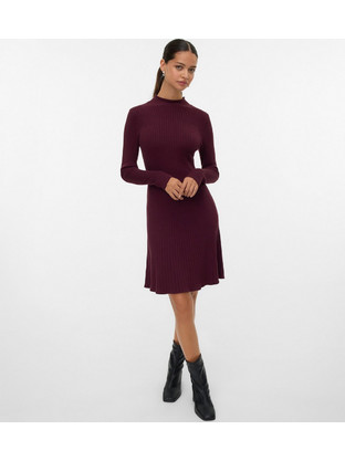 Vero Moda Mini Καθημερινό Φόρεμα Πλεκτό Μπορντό 10331280