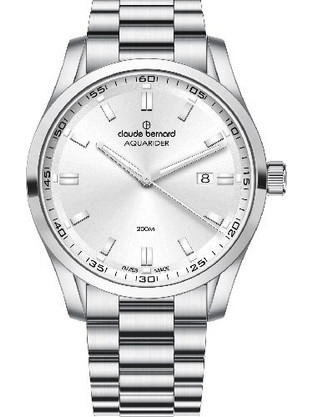 Claude Bernard Aquarider Ανδρικό Ρολόι με Ασημί Μεταλλικό Μπρασελέ 53028-3M-AIN