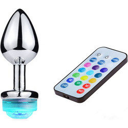 Kinksters LED Light Up Small Πρωκτική Σφήνα Diamond Plug 9cm Ασημί Μπλε