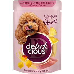 Delickcious Woof-for Dessert with Turkey & Tropical Fruits in Creamy Sauce 80gr