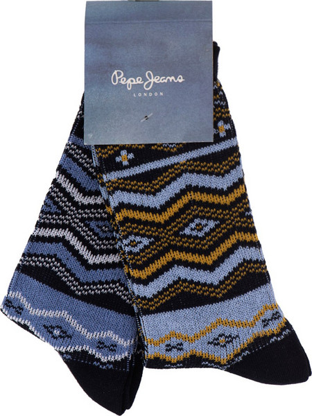 Pepe Jeans Zeke Ανδρικές Κάλτσες Ψηλές με Σχέδια Πολύχρωμες 2Pack F6576-594
