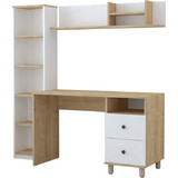 Pakoworld Kontor Γραφείο Ξύλινο με Βιβλιοθήκη 160x50x162cm 120-000627