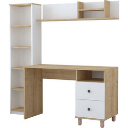 Pakoworld Kontor Γραφείο Ξύλινο με Βιβλιοθήκη 160x50x162cm 120-000627