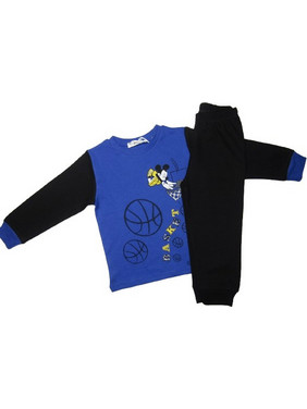 Frenzy Παιδική Πιτζάμα Βαμβακερή Χειμωνιάτικη Royal Blue Μαύρη 1895
